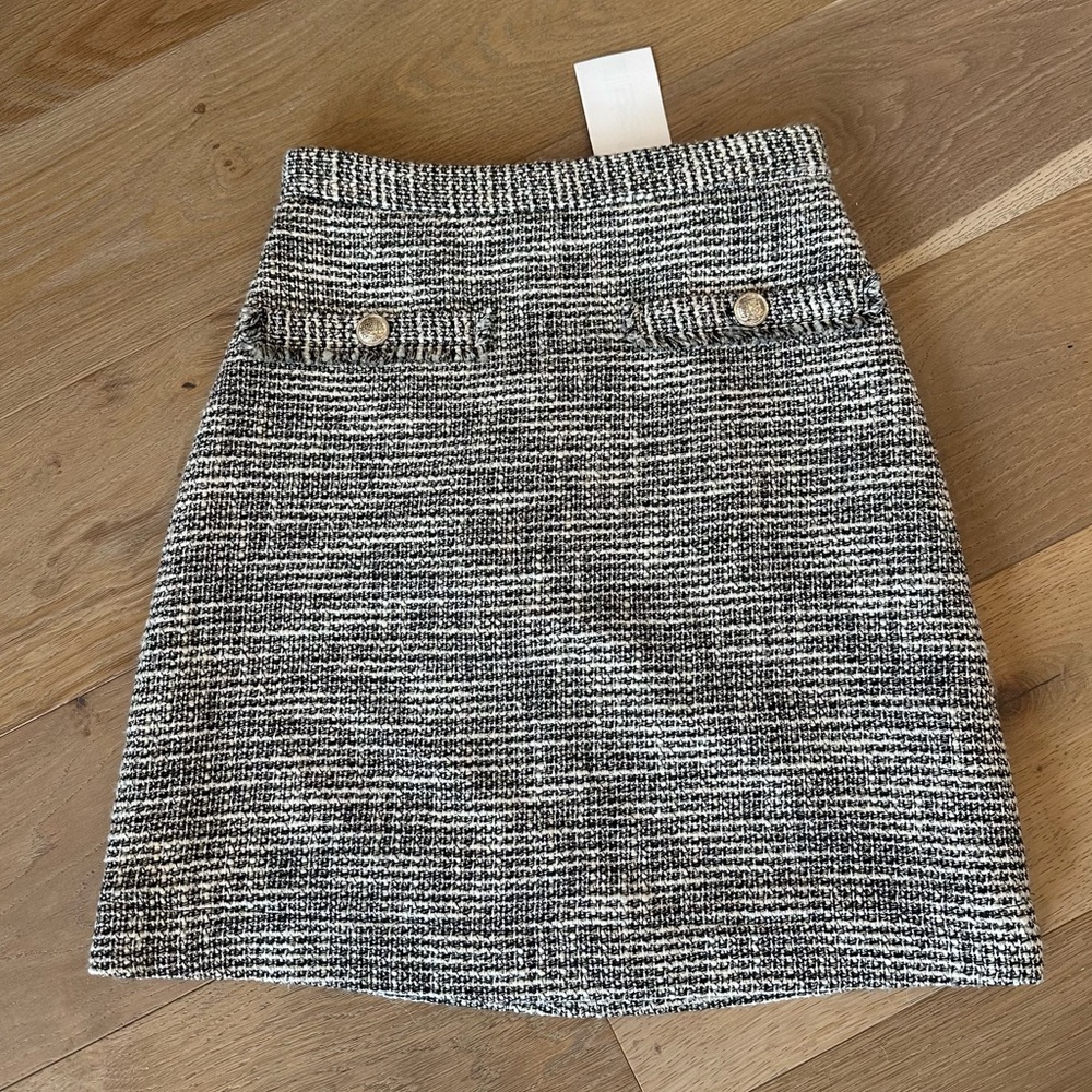 NWT 🤍 H&M Black and White Tweed Boucle Skirt | 0